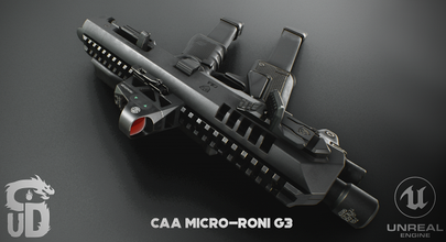 caa micro roni 3d modello in mitragliatrice pistole 3dexport lowpoly low poly game ready modellazione pbr strutturato munizioni sicurezza glock militare guerra proiettile polizia 3d print model - Mito3D