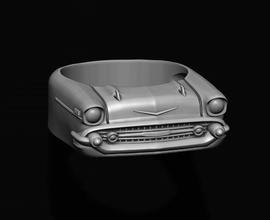 cab ring 6 3d print model in rings 3dexport sedan vehicle retro classic jewelry silver auto chevrolet bel air belair 1957 50s 57 cult dream car chevy usa antique 3d print model - Mito3D