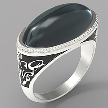 cabujón amortiguar gemas mensring 3d impresión modelo in anillos 3dexport anillo moda hombres joya 3d print model - Mito3D