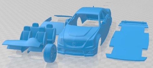 cadillac cts sedán 2009 imprimible coche vehiculo espacio scalextric Tamiya rc miniz pasatiempo micro 3d print model - Mito3D