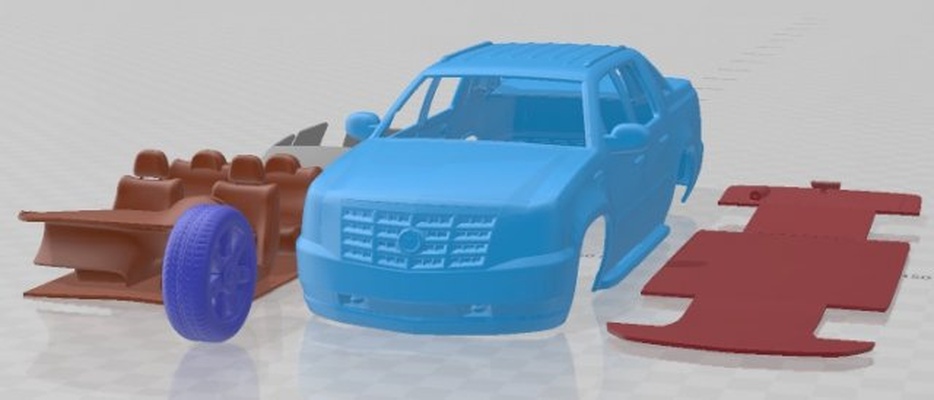 cadillac escalade ext 2011 printable car 3d print model in automotive 3dexport slot scalextric tamiya rc miniz hobby micro diecast 3d print model - Mito3D