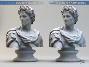 caius Julius Caesar Kaiser Rom römisch Kolosseum uralt Statue Büste Skulptur Zahl cesare Marmor Lowpoly Porträt Kunst 3d print model - Mito3D
