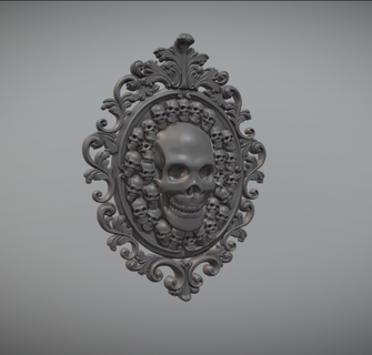 camafeo crneos decor skulls frame style vintage baroque embossed decoration human wall 3d print model - Mito3D