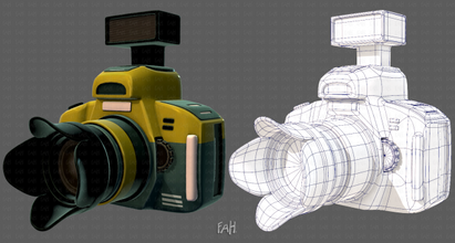 caméra dessin animé v01 technologie lentille Voyage jouet animation soutenir équipement Jeu vidéo film électronique photographie éclat lowpoly studio 3d print model - Mito3D