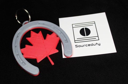 canadian horseshoe keychain horse pendant pendants horses canada maple 3d print model - Mito3D