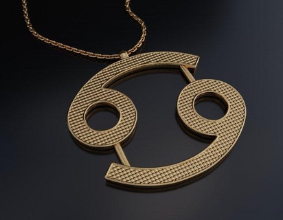 cancer pendant pendants june july crab water chain necklace gold silver jewellery jewelry signs symbols constellation horoscope fashion keychain astrology elements zodiac 3d print model - Mito3D