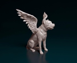 cane corso sitting 3d print model in figurines 3dexport dog animal printready chain wings stl obj 3d print model - Mito3D