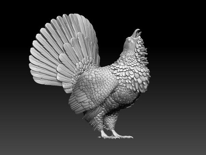 gallo cedrone scultura nero pernice tacchino pollo Gallo gioco statua Stampa uccello animale arte 3d print model - Mito3D