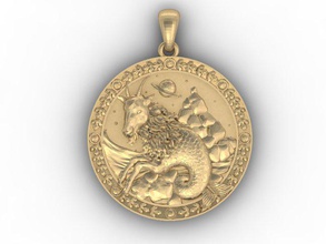 le capricorne horoscope joyau bijoux leo lion collier pendentif pendentifs imprimable sculpter la sculpture signe virgo femme femmes zbrush zodiaque 3d print model - Mito3D