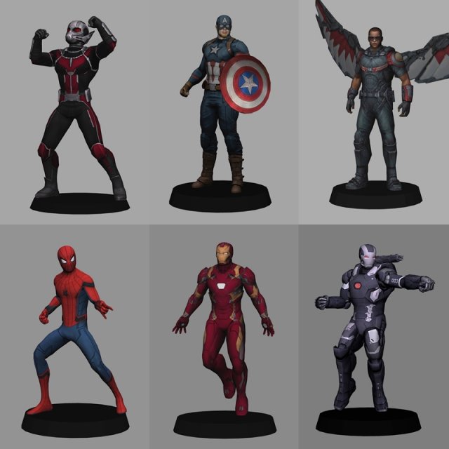 kapitän amerika bürgerlich krieg pack 12 zeichen poly 3d modell fantasie 3dexport ironman captainamerica wunder lowpoly wintersoldat vision falkenauge scharlachroter schalter ameisenmann schwarzer panther schwarze witwe falke marvelcinematicuniverse mcu bürgerkrieg 3D print model - Mito3D