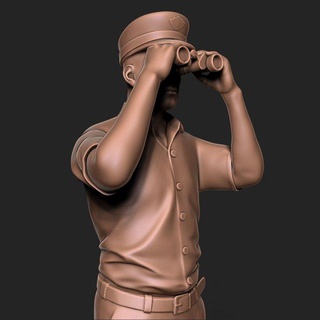 Capitano uomo binocolo nave petroliera capo gioco unità irreale umano carattere uniforme miniature figurine 3d print model - Mito3D