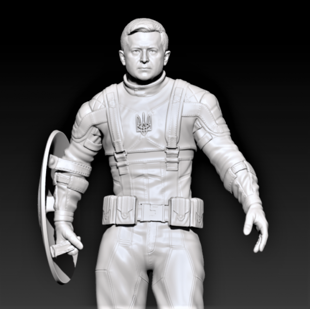 capitão Zelenskyy estátua Ucrânia 3D print model - Mito3D