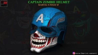 capitán zombi casco maravilla if alto calidad detalles 3d impresión modelo in juguetes 3dexport hierro hombre gorra america cara máscara cosplay horror juegos 3d print model - Mito3D