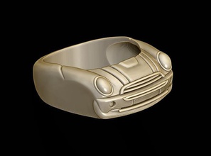 car ring 2 3d print model in rings 3dexport sedan vehicle luxury game city urban highway retro classic jewel jewelry silver mini cooper cuper kuper 3d print model - Mito3D