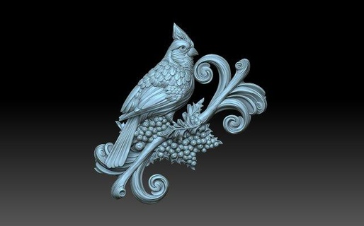 cardinal bird cardinal birds bird cn relief feathered decoration decor  3d print model - Mito3D
