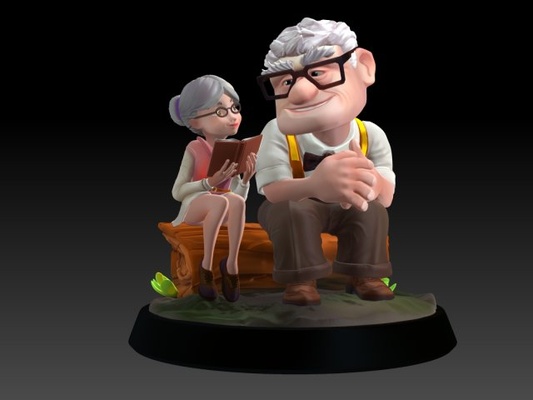 carl ellie 3d impression modèle in sculpture 3dexport film pixar collectionner sentimental romantique couple figurine aventure narration animé émotif art 3d print model - Mito3D