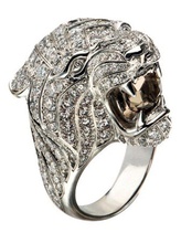 carrera león anillo 3d impresión modelo in anillos 3dexport oro diamante golde dorado 3d print model - Mito3D