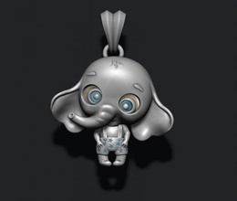 cartoon baby elephant pendant enamel jewellery gold silver jewel zbrush apparel high necklace africa jewelry pendants babe child cute eye toy 3d print model - Mito3D