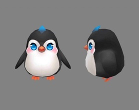 desenho animado bebê pinguim fêmea encantador antártico animais neve congeladas gelo frio polimodelo mão pintado embaixo agua natação selvagens pinguins mar oceano natureza pássaro 3d print model - Mito3D