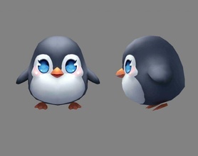 cartoon baby penguin - male lovely antarctic animals snow frozen ice cold lowpolymodel hand painted bird 3d print model - Mito3D