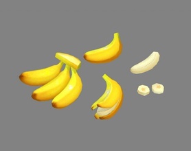 cartoon bananas - banana peel pulp peeled lowpolymodel kitchen wastes vegetable waste hand painted food 3d print model - Mito3D