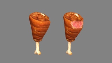 cartoon braised pork - knuckle ham deli meats meat butcher vendors food ingredients eating eatables hunger hungry eat meal lowpolymodel hand painted miscellaneous 3d print model - Mito3D