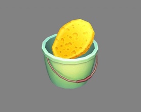 desenho animado balde esponja barril banheira pote água limpar limpo limpeza bolha lavar manteiga casa 3d print model - Mito3D