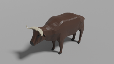 Karikatur Büffel Lowpoly Tier Säugetier Stier Afrika Natur 3d print model - Mito3D