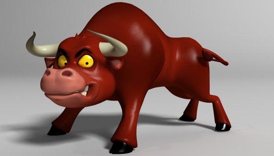 cartone animato Toro truccato 3d modello mucca bisonte bufalo toro animale mammifero corno in esecuzione toon 3d print model - Mito3D