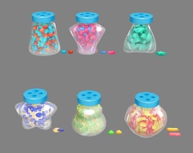 dibujos animados dulces vaso tarro azúcar claro tubo botella latas lowpolymodel mano pintado niños caramelo dulce niño comida diverso 3d print model - Mito3D