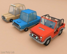 dessin animé voiture ensemble poly voitures collection famille jeep low mini minimalisme monospace mouvement conception polygonal jouet van Véhicules sedan 3d print model - Mito3D