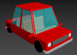 dibujos animados coche vehiculo 3d impresión modelo in vehículo 3dexport rojo juguete arte arte 3d print model - Mito3D