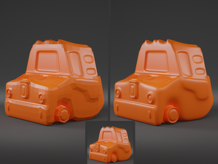 cartoon carw 3d print - three styles toys car stylized orange lowpoly low-poly toy toycar simplicity simple automobile 3dprint 3dprinting 3dprintable printing high-poly mid-poly highpoly 3d print model - Mito3D