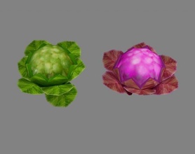 dibujos animados coliflor vegetables naturaleza hoja flor vegetales comida lowpolymodel mano pintado repollo 3d print model - Mito3D