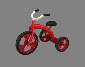 cartoon children riding tricycle - red toy bike 3d model in bicycle 3dexport vehicle child kid baby ride cycling lowpolymodel 3d print model - Mito3D