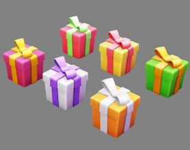 karikatür renkli hediye kutu meydan 3d model in x mas 3dexport kurdele doğum günü kutlama sevgili aşk sürpriz mutlu romantik düşük polimodel el boyalı modeller 3d print model - Mito3D