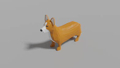 dessin animé corgi lowpoly animal mammifère chien chiens 3d print model - Mito3D