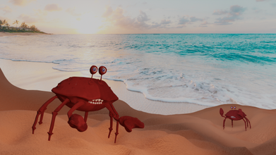 cartoon crab 3d model in 3dexport crabs claws beach beaches beachball clawed crab-like crabt-keywords-select crablouse sa ocean sand seat sea 3d print model - Mito3D