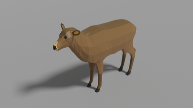 cartone animato cervo lowpoly animale mammifero foresta natura femmina 3d print model - Mito3D