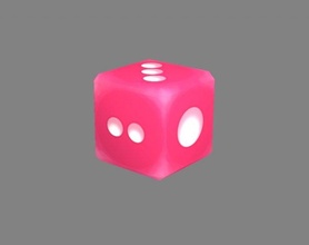 cartoon dice - pink shake elbows cuboid gambling gaming play wager props lowpolymodel points size luck models 3d print model - Mito3D
