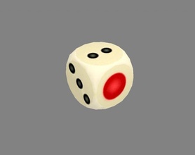 cartoon dice - white shake elbows cuboid gambling gaming play wager props lowpolymodel hand painted points size models 3d print model - Mito3D