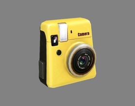 karikatür dijital kamera Sarı kameralar fotoğrafçılık video kayıt mutlu düşük polimodel el boyalı resim stopmotion elektronik 3d print model - Mito3D