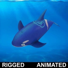 dibujos animados delfín equipado animado 3d modelo in 3dexport animales animación acuático pez hepatus lowpol oceano paracanthurus mar toon 3d print model - Mito3D