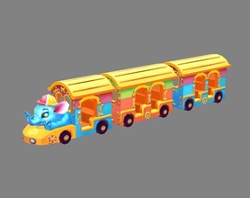dibujos animados elefante excursión autobús autobuses turísticos parque atracciones disneyland tren turístico escénico paseos coches eléctricos lowpolymodel mano pintado niños jugar vehículo entrenar coche vehiculo 3d print model - Mito3D
