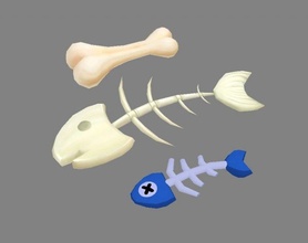 cartone animato pesce ossatura cucina rifiuto animale sbavatura cadaveri lowpolymodel mano dipinto cibo animali 3d print model - Mito3D