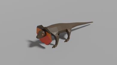 cartoon frill-necked lizard 3d model in reptile 3dexport lowpoly animal nature wild australia 3d print model - Mito3D