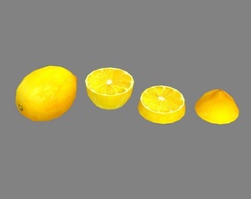 cartoon fruit - lemon slice lemon juicy juice fruit lowpolymodel hand painted acid orange oranges food