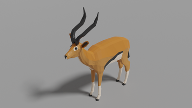 dessin animé gazelle 3d modèle in cerf 3dexport lowpoly animal mammifère nature faune afrique 3d print model - Mito3D