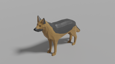 cartone animato tedesco pastore 3d modello in cane 3dexport lowpoly animale mammifero cani 3d print model - Mito3D