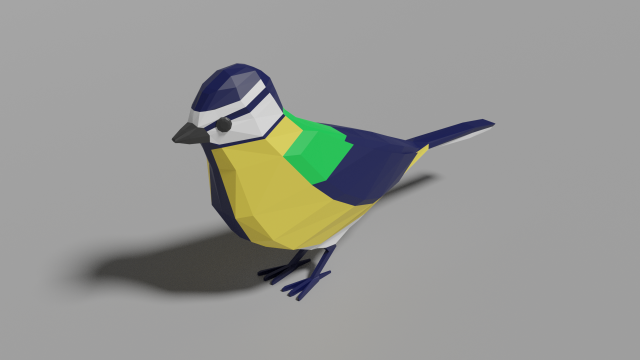 cartone animato grande tit lowpoly animale uccello foresta natura greattit Ali 3D print model - Mito3D